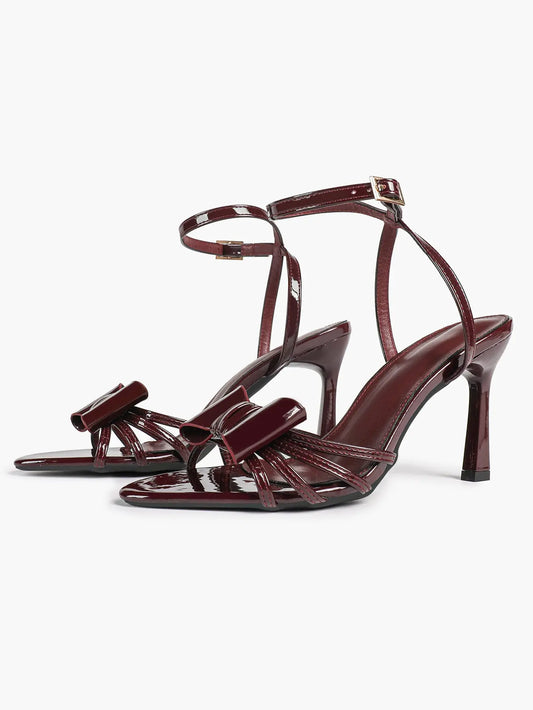 Bow Tie Heels Sandals Slingback Peep Toe Wedding Stiletto Heel Summer Cute Wedding Bridal Shoes YISHIFAN