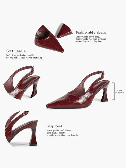 Women's Pointed Toe Slingback Pumps Patent Leather Dress Shoes YISHIFAN