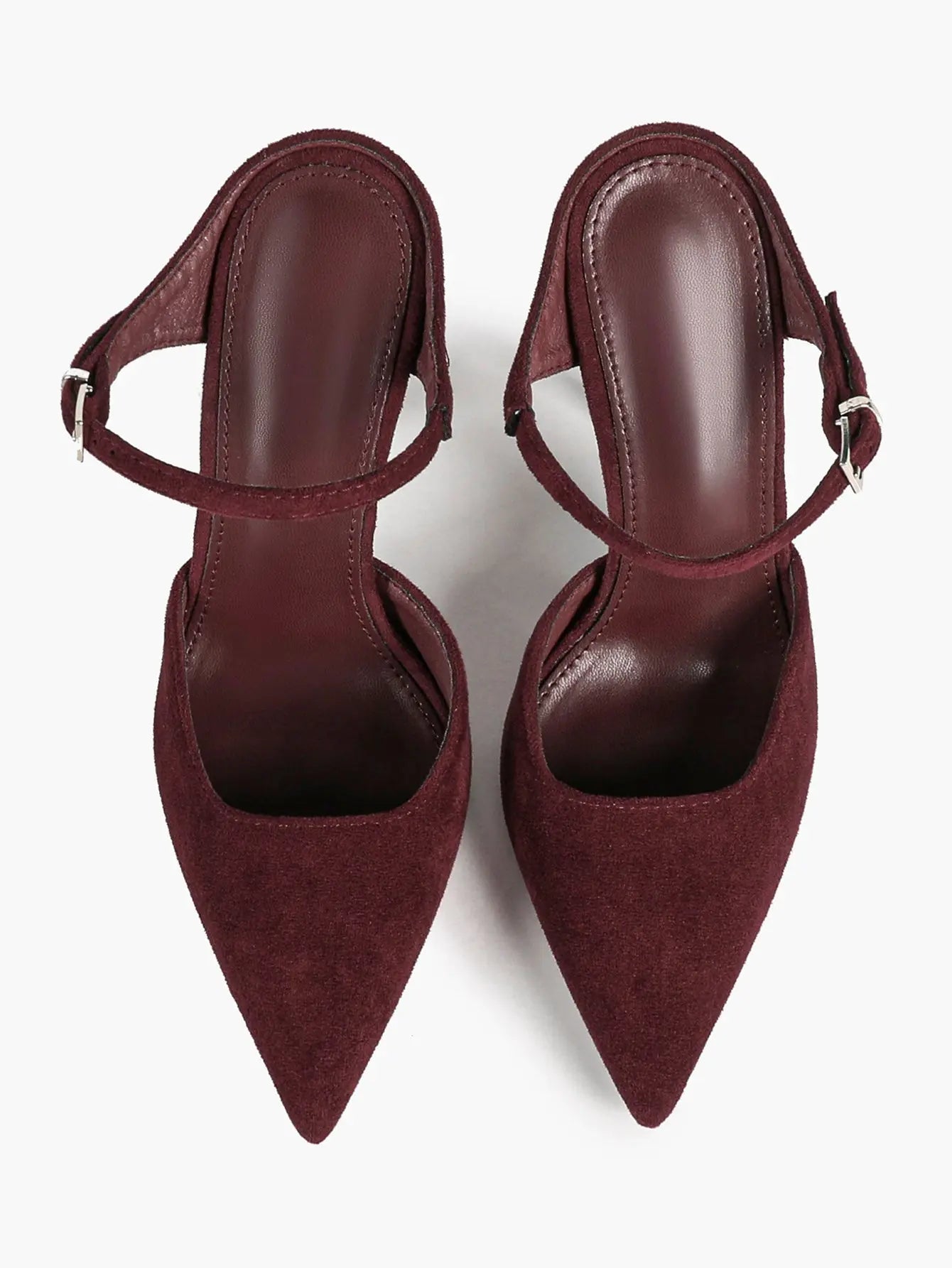 Women's Suede Pointed Toe D'Orsay Pumps Ankle Strap Stiletto High Heels with Buckle YISHIFAN