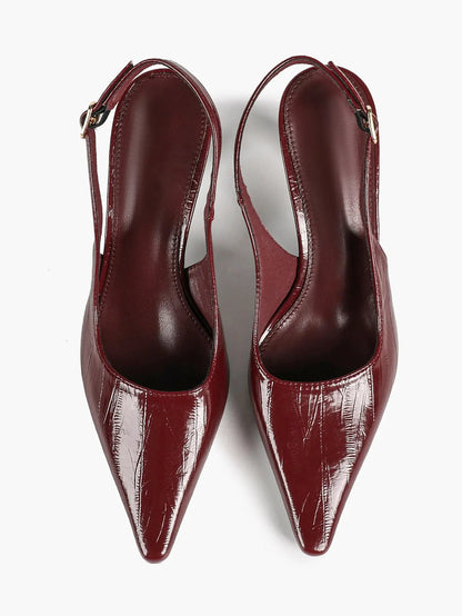 Women's Pointed Toe Slingback Pumps Patent Leather Dress Shoes YISHIFAN
