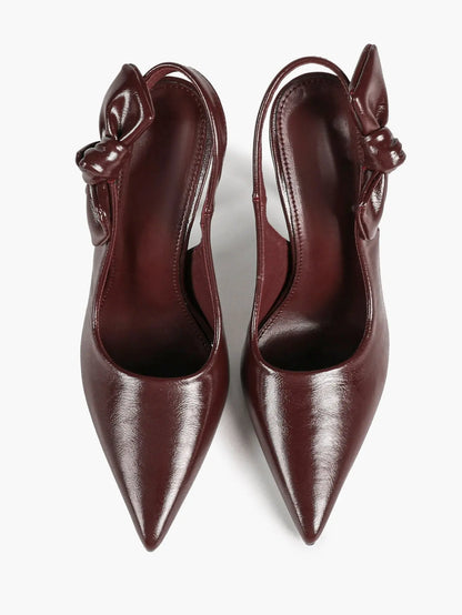 Women's Slingback Pointed Toe Stiletto High Heels with Bow Knot Dress Shoes Wedding Party Office YISHIFAN
