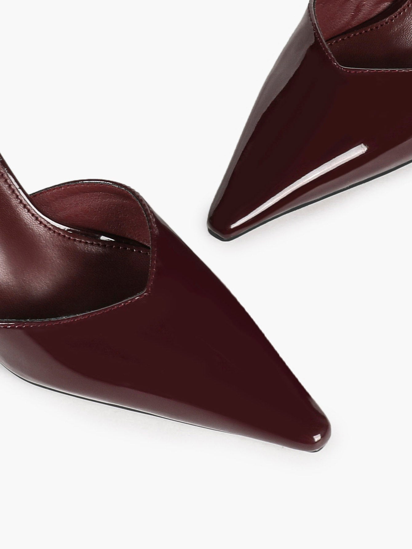 Burgundy Patent Low-Cut Stiletto Pumps Ankle Buckle Slingback Heels Daily Casual Outfits