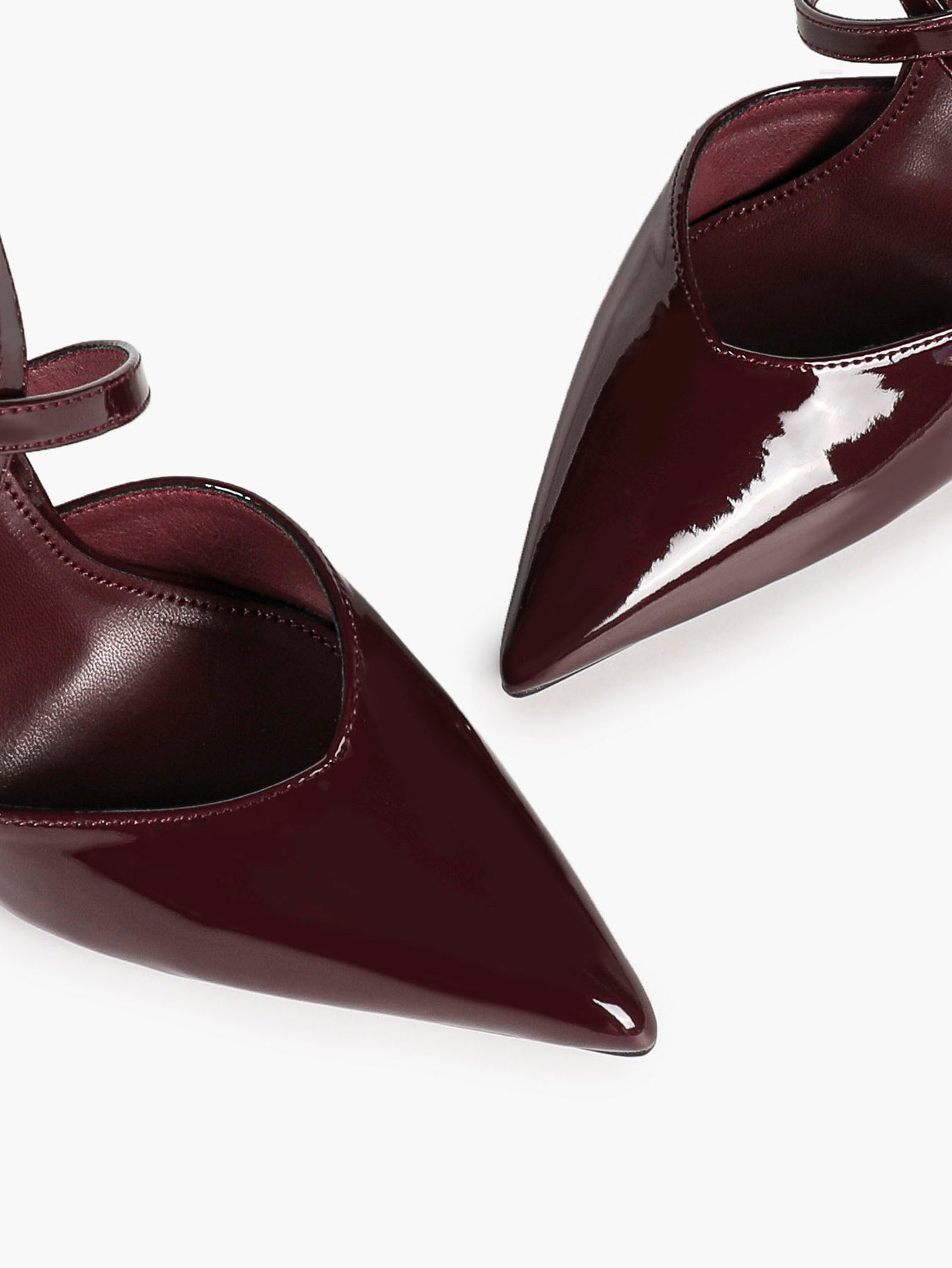 Women's Burgundy Patent Crisscross Strap Pointed Toe High Heels Ankle Buckle Pumps Party Night Out