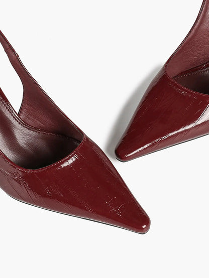 Women's Pointed Toe Slingback Pumps Patent Leather Dress Shoes YISHIFAN