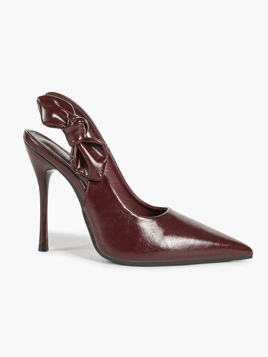 Women's Slingback Pointed Toe Stiletto High Heels with Bow Knot Dress Shoes Wedding Party Office YISHIFAN