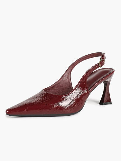 Women's Pointed Toe Slingback Pumps Patent Leather Dress Shoes YISHIFAN