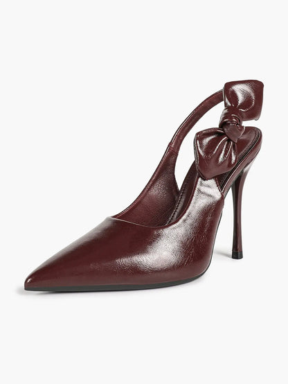 Women's Slingback Pointed Toe Stiletto High Heels with Bow Knot Dress Shoes Wedding Party Office YISHIFAN