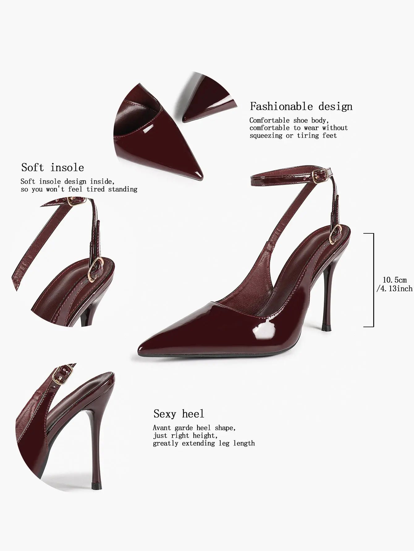 Women Pointed Toe Slingback Stiletto Heels Ankle Strap Dress Shoes Wedding Bridal Party Sexy High Heels YISHIFAN