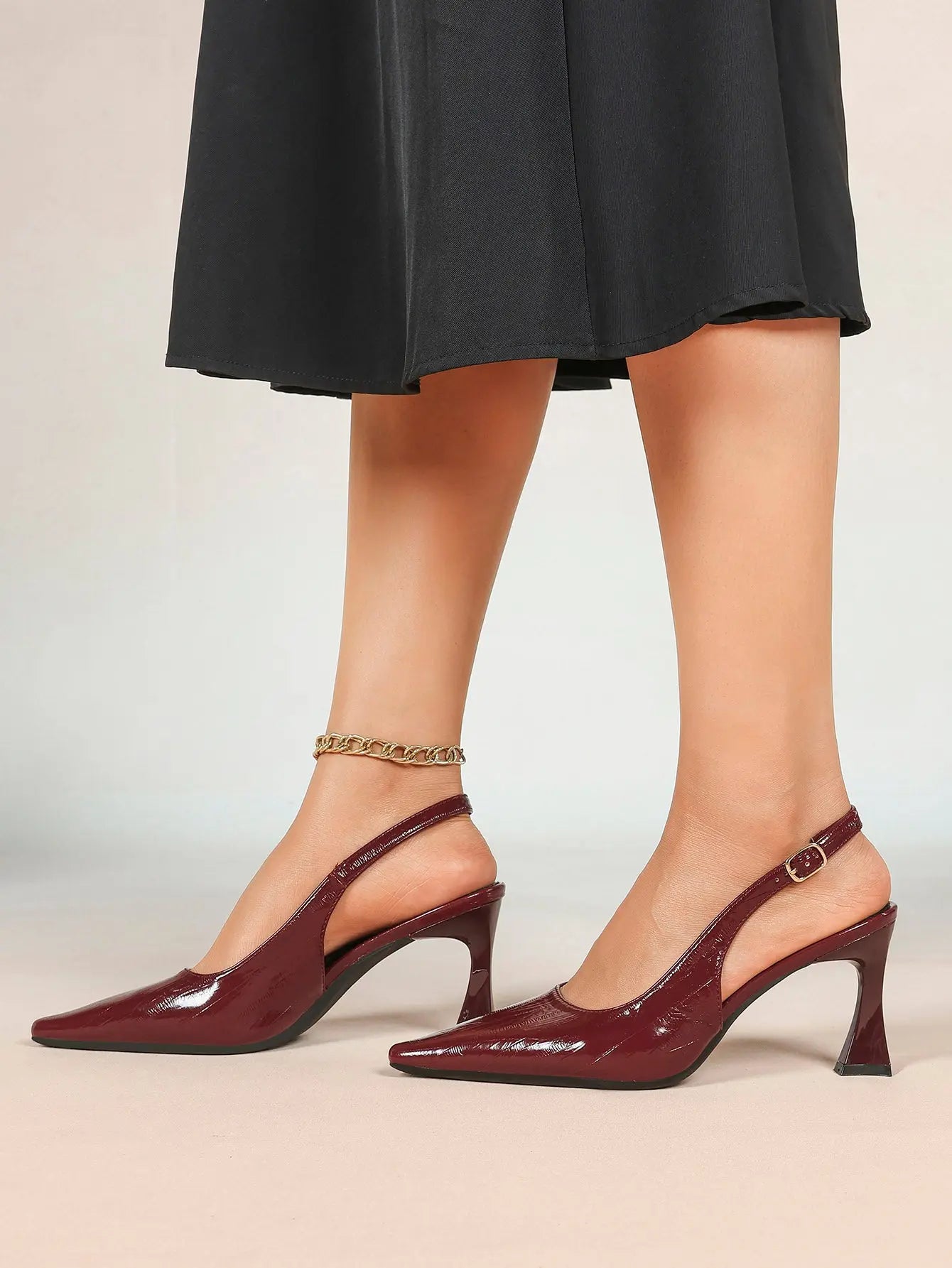 Women's Pointed Toe Slingback Pumps Patent Leather Dress Shoes YISHIFAN