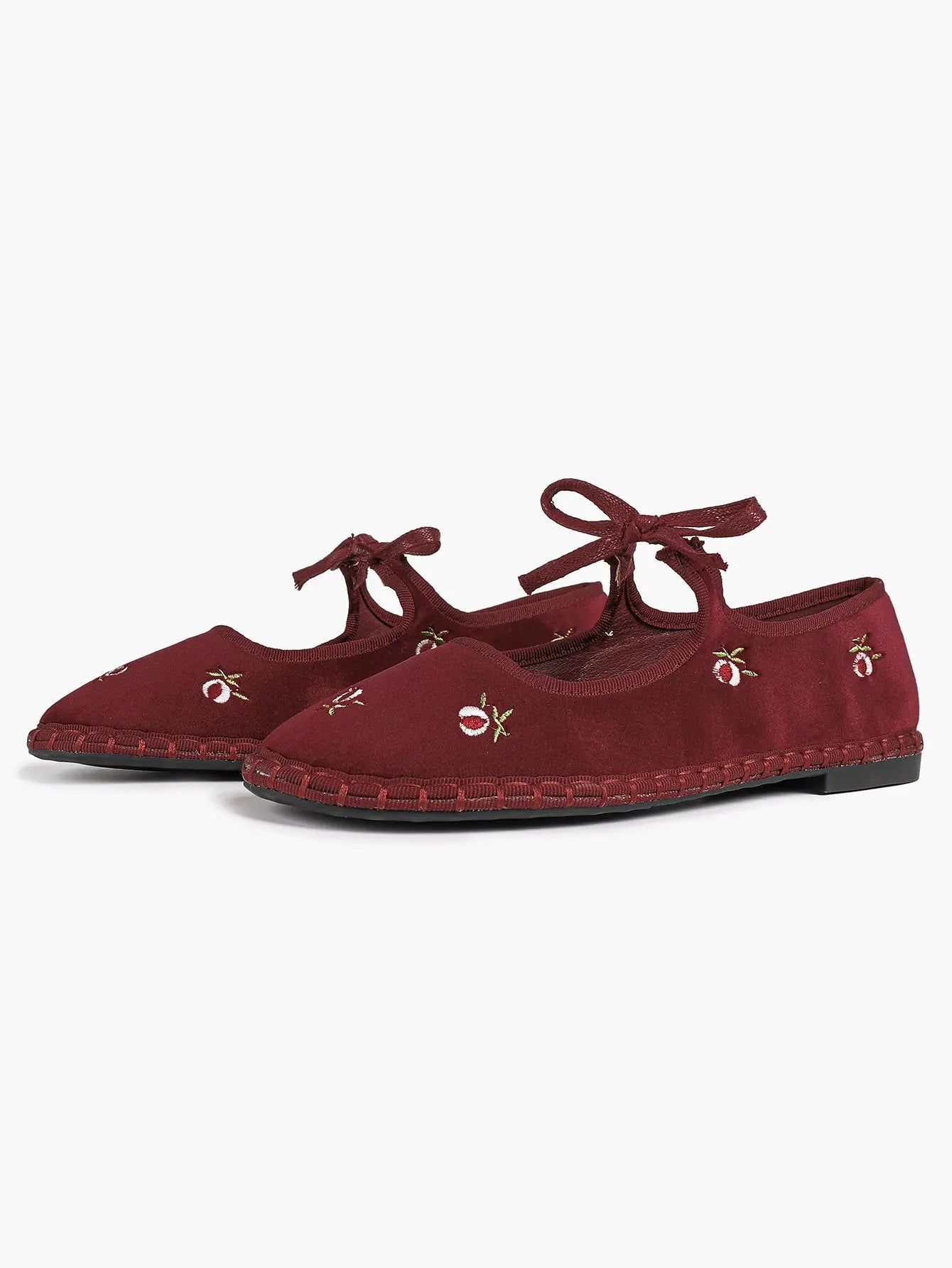 Women's Velvet Mary Jane Ballet Flat Shoes with Bow Straps YISHIFAN