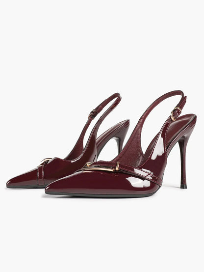Chocolate-Brown Sculptural Stilettos: Gold-Chain Accents & Cloud-Like Soft Insole for Leg-Lengthening Glamour YISHIFAN
