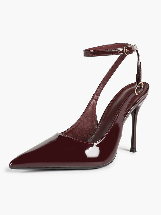 Women Pointed Toe Slingback Stiletto Heels Ankle Strap Dress Shoes Wedding Bridal Party Sexy High Heels YISHIFAN
