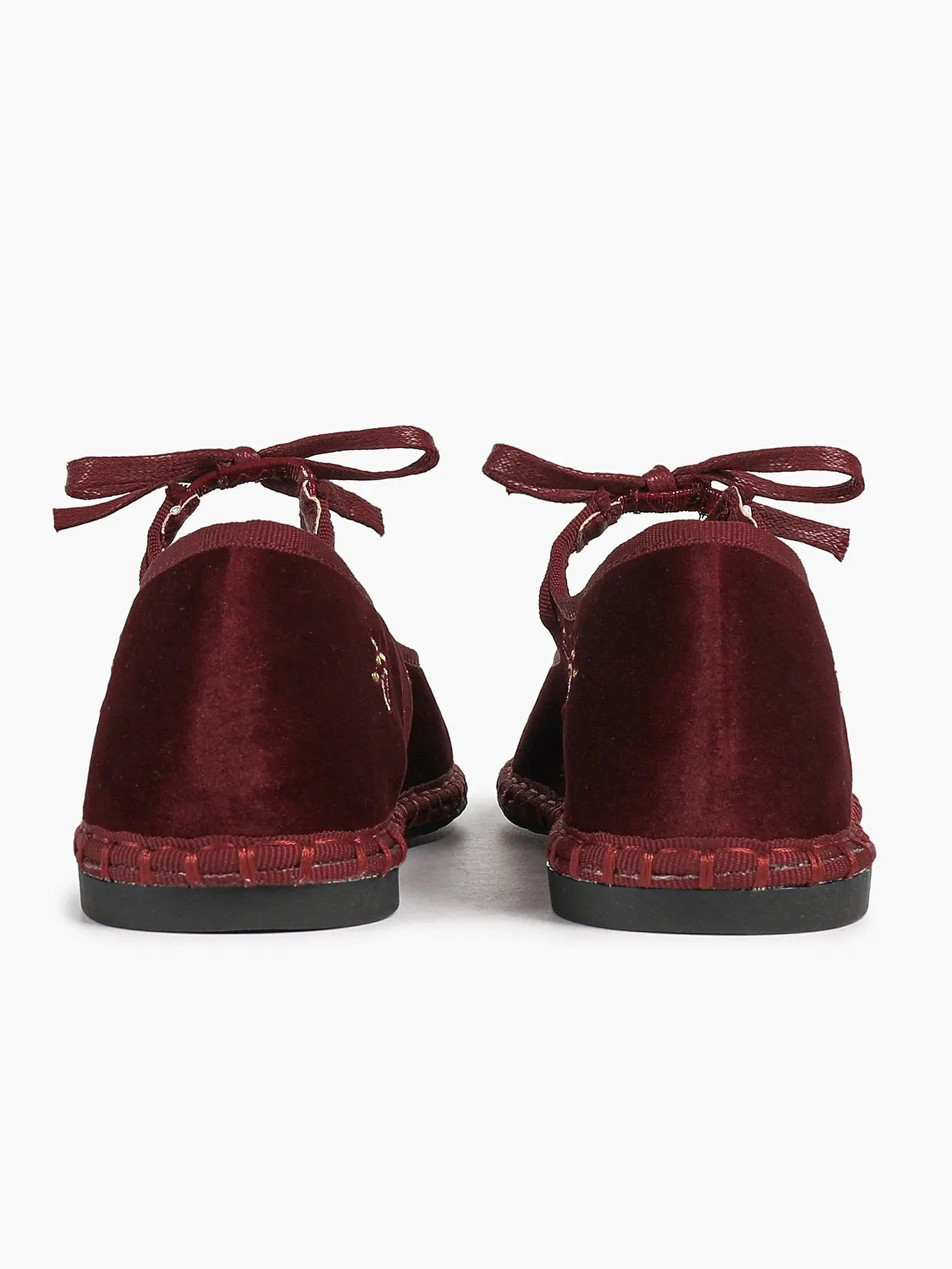 Women's Velvet Mary Jane Ballet Flat Shoes with Bow Straps YISHIFAN