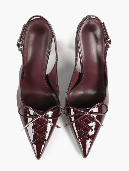 Slingback Pumps for Women Pointed Toe Bow Tie Stiletto Heels Dress Shoes Comfortable Sexy High Heels YISHIFAN