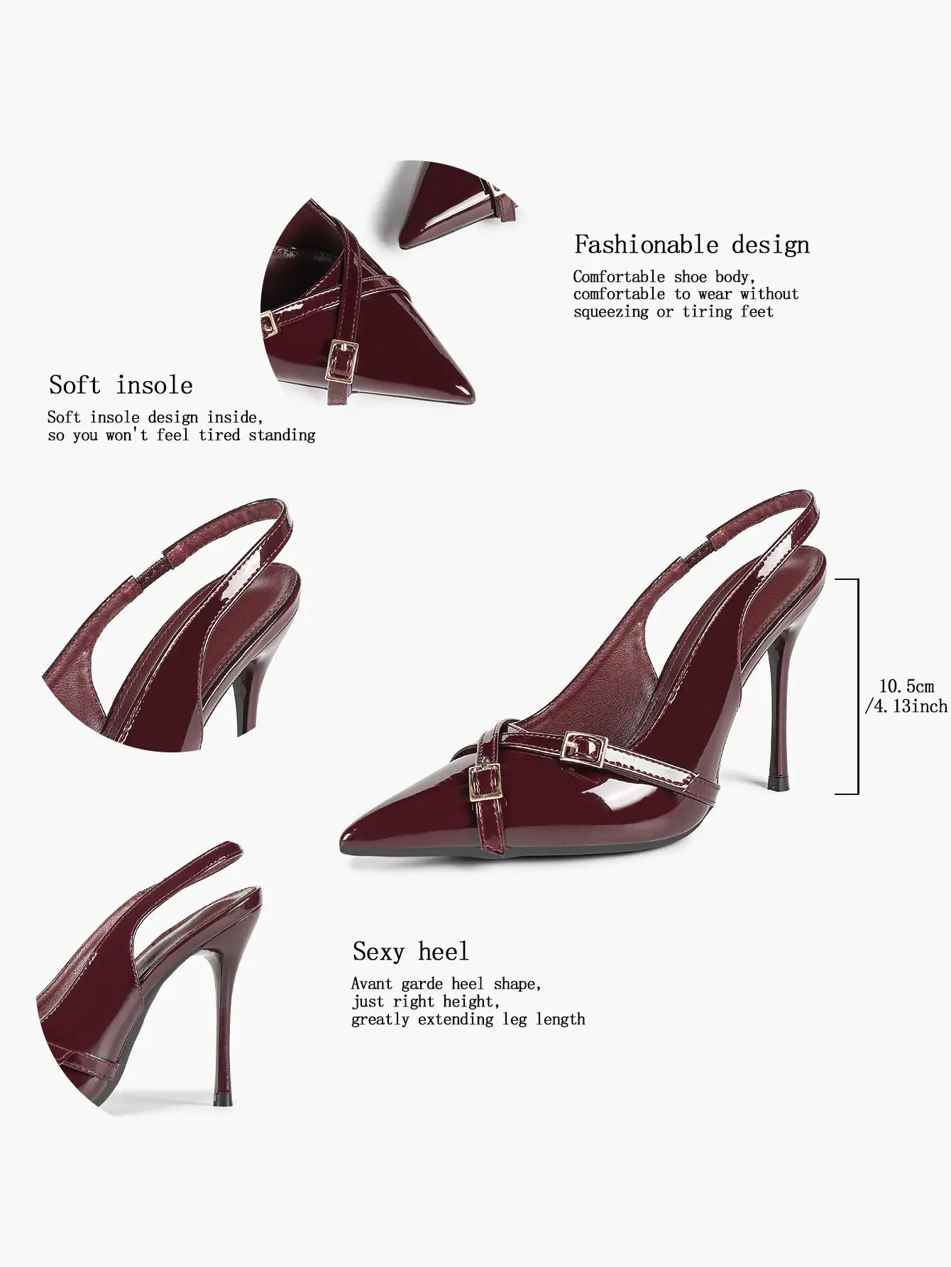 Women's Slingback Closed Pointed Toe Stiletto Wedding Work Comfortable Dress Shoes YISHIFAN