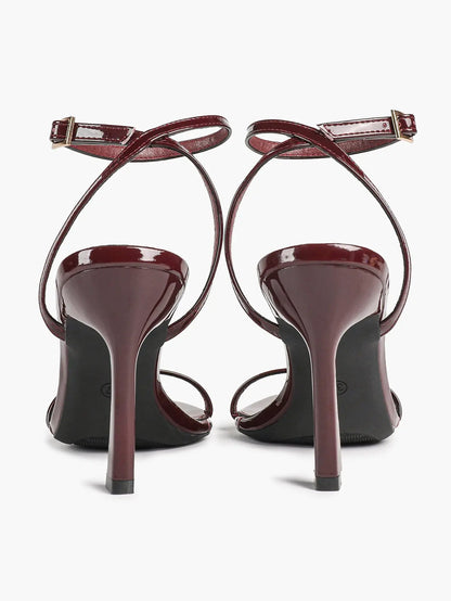 Women Pointed Peep Toe Strappy Heels Ankle Strap Stiletto Kitten Wedding Bridal Party Dress Shoes YISHIFAN