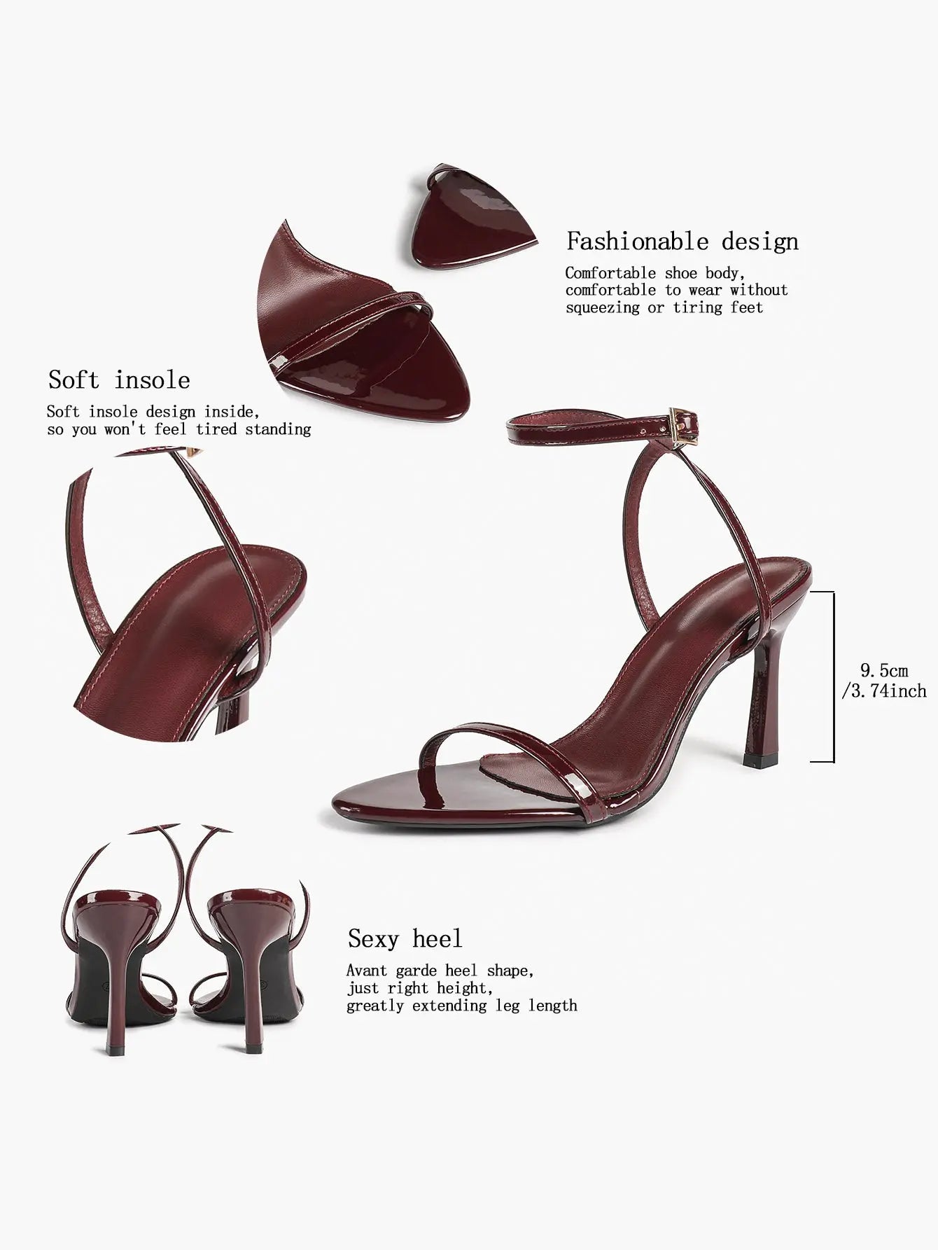 Women Pointed Peep Toe Strappy Heels Ankle Strap Stiletto Kitten Wedding Bridal Party Dress Shoes YISHIFAN