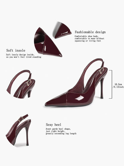 Vintage Luxe Reimagined: Deep Green Pointed Slingbacks with Croc Texture & All-Day Soft Insole YISHIFAN