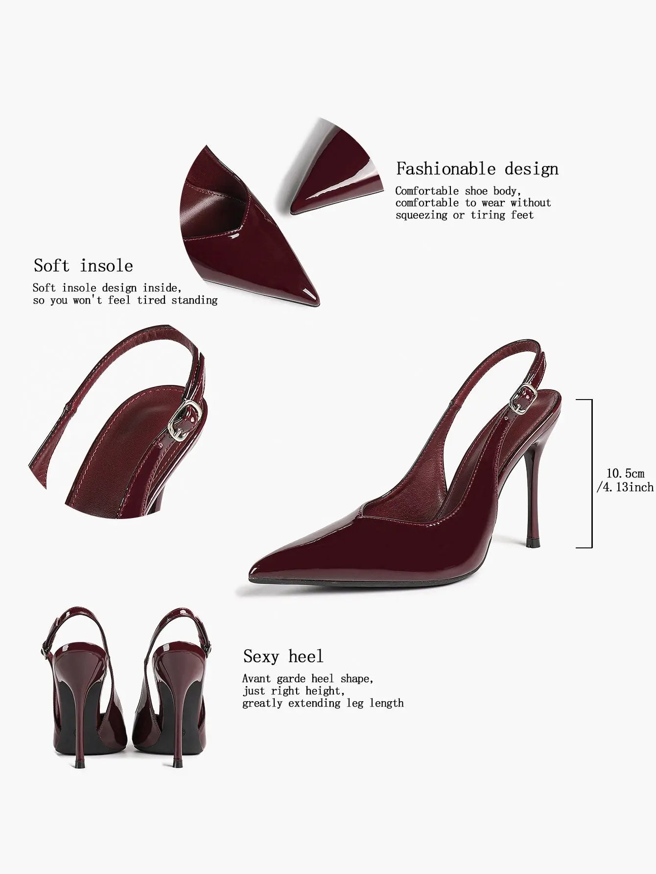 Women Closed Toe Slingback Heels Strappy Pointed Toe Stiletto Heels for Women Wedding Party Office Dress Shoes YISHIFAN