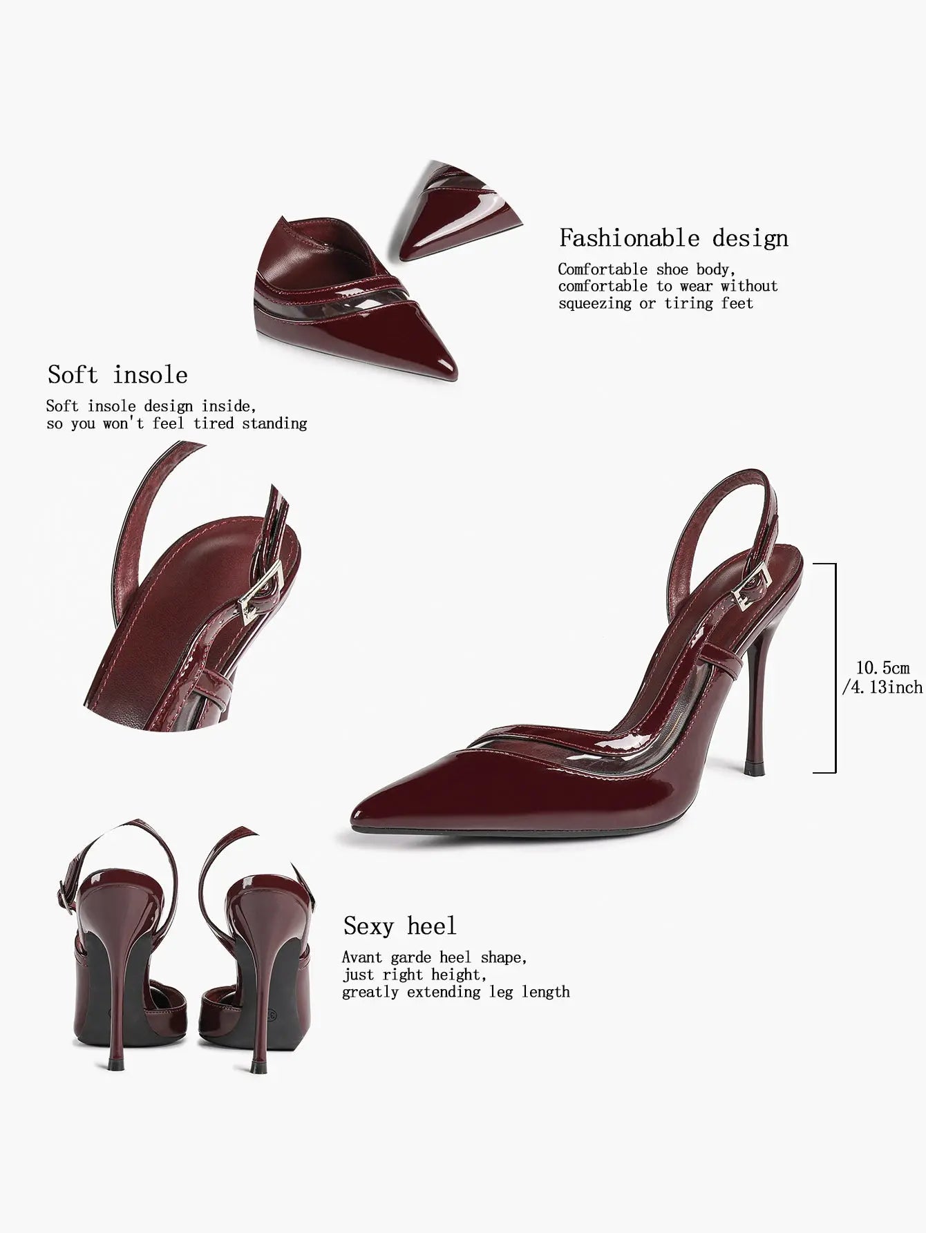 Closed Toe Slingback Heels Women Pumps Strappy Pointed Toe Stiletto Heels for Women Wedding Party Dress Shoes YISHIFAN