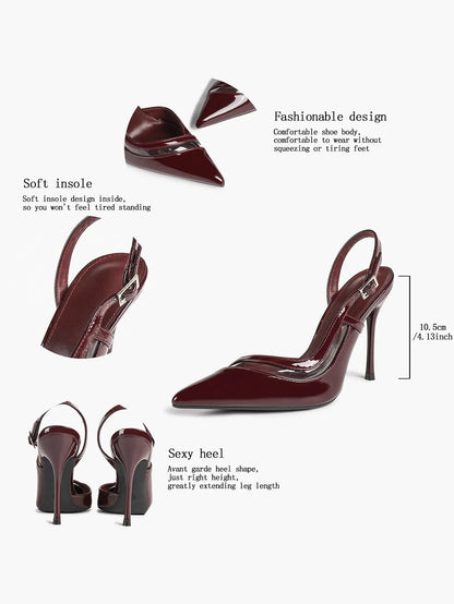 Closed Toe Slingback Heels Women Pumps Strappy Pointed Toe Stiletto Heels for Women Wedding Party Dress Shoes YISHIFAN