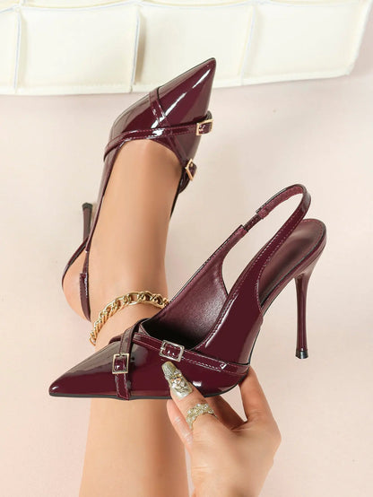 Women's Slingback Closed Pointed Toe Stiletto Wedding Work Comfortable Dress Shoes YISHIFAN