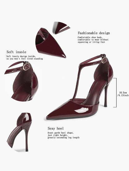 Women Pointed Toe Stiletto Heels Ankle Strap Heeled Sandals Wedding Party Sexy Dress Shoes YISHIFAN
