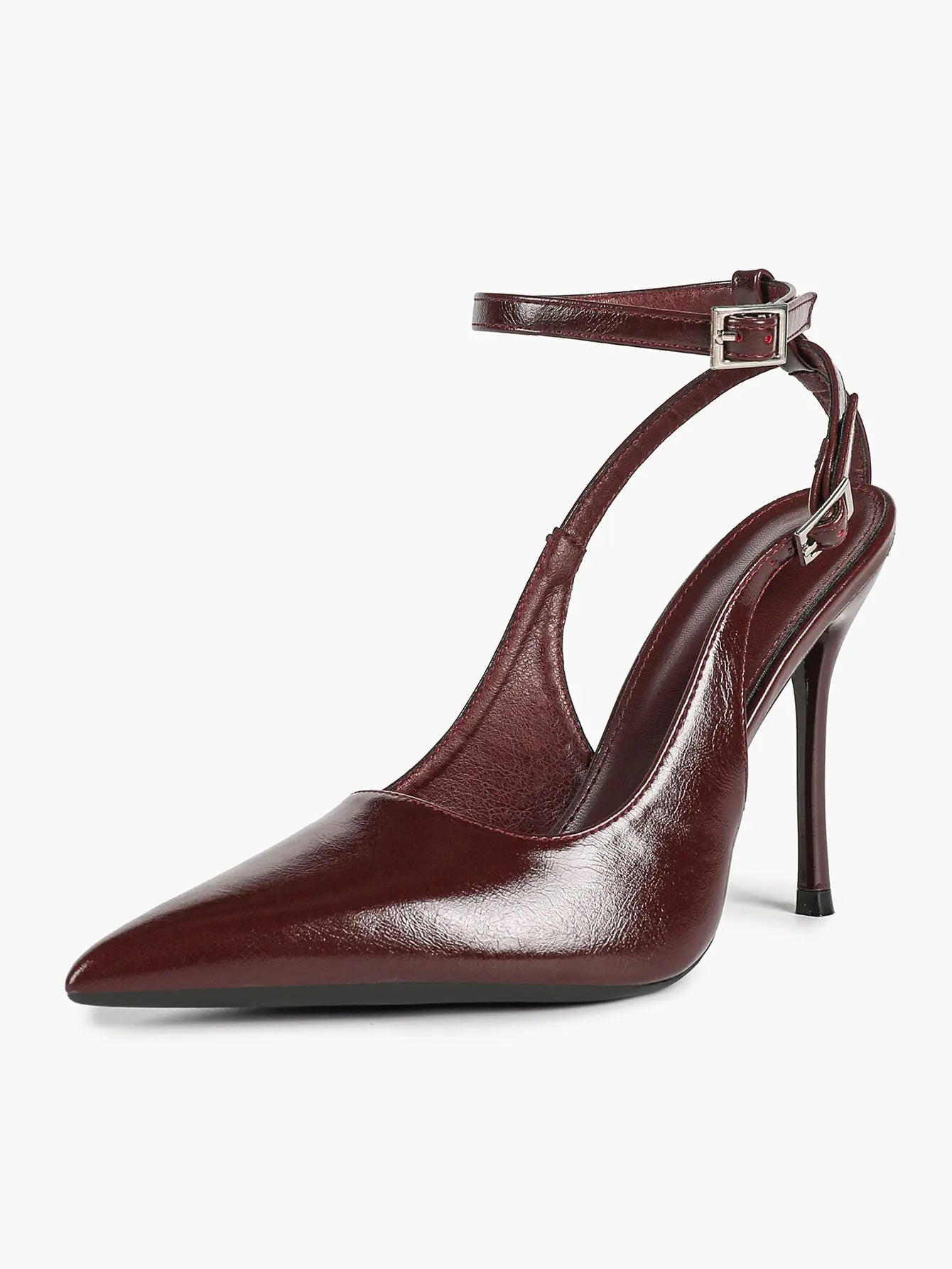 Ivory D’Orsay Double Strap Stiletto Heels – Women’s Pointed Toe Ankle Strap High Heels YISHIFAN
