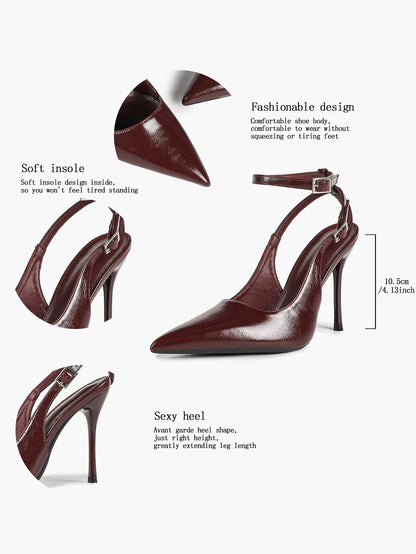 Ivory D’Orsay Double Strap Stiletto Heels – Women’s Pointed Toe Ankle Strap High Heels YISHIFAN