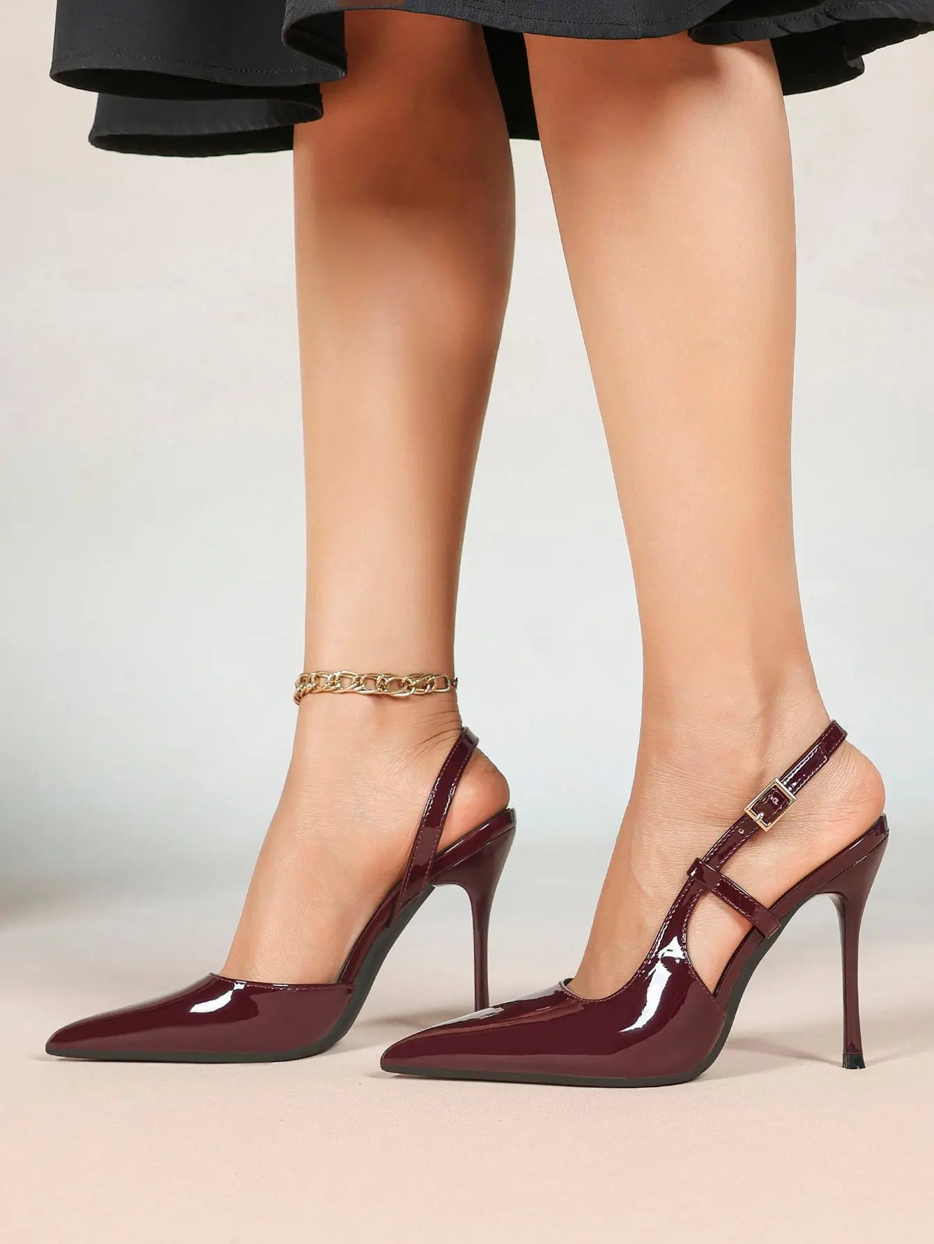Women Closed Toe Slingback Heels Strappy Pointed Toe Stiletto Heels Wedding Party Dress Shoes YISHIFAN