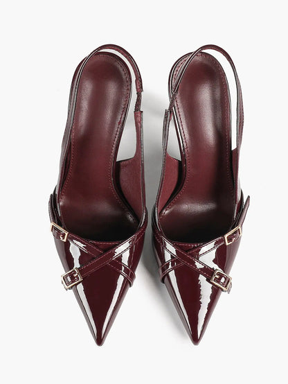 Women's Slingback Closed Pointed Toe Stiletto Wedding Work Comfortable Dress Shoes YISHIFAN
