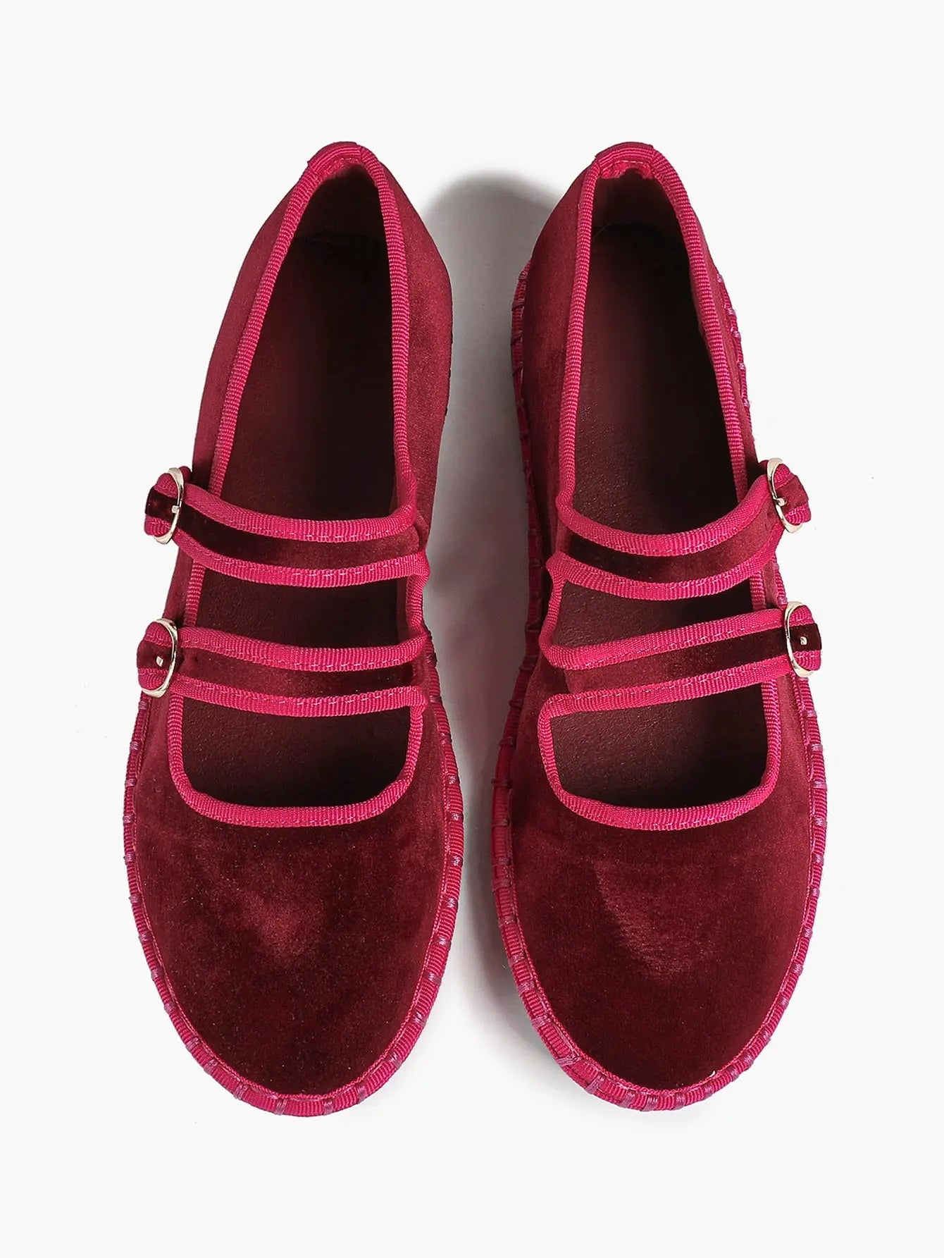 Women's Pink Suede Ballet Flats with Double Gold Buckle Cloud Comfort Insole for Casual Chic Everyday Shoes YISHIFAN