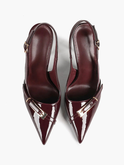 Chocolate-Brown Sculptural Stilettos: Gold-Chain Accents & Cloud-Like Soft Insole for Leg-Lengthening Glamour YISHIFAN