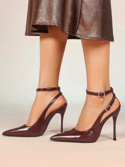 Ivory D’Orsay Double Strap Stiletto Heels – Women’s Pointed Toe Ankle Strap High Heels YISHIFAN