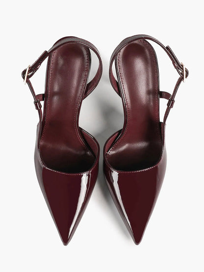 Women Closed Toe Slingback Heels Strappy Pointed Toe Stiletto Heels Wedding Party Dress Shoes YISHIFAN