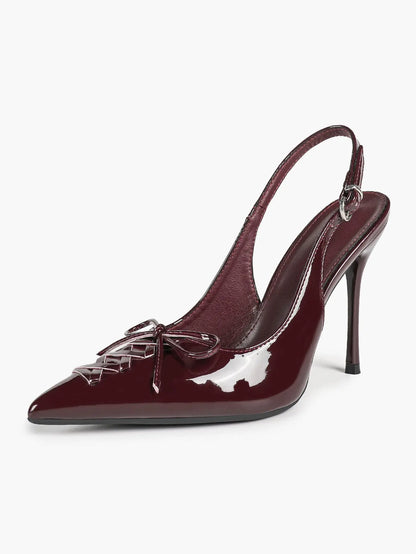 Slingback Pumps for Women Pointed Toe Bow Tie Stiletto Heels Dress Shoes Comfortable Sexy High Heels YISHIFAN