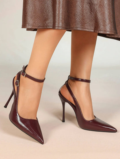 Ivory D’Orsay Double Strap Stiletto Heels – Women’s Pointed Toe Ankle Strap High Heels YISHIFAN