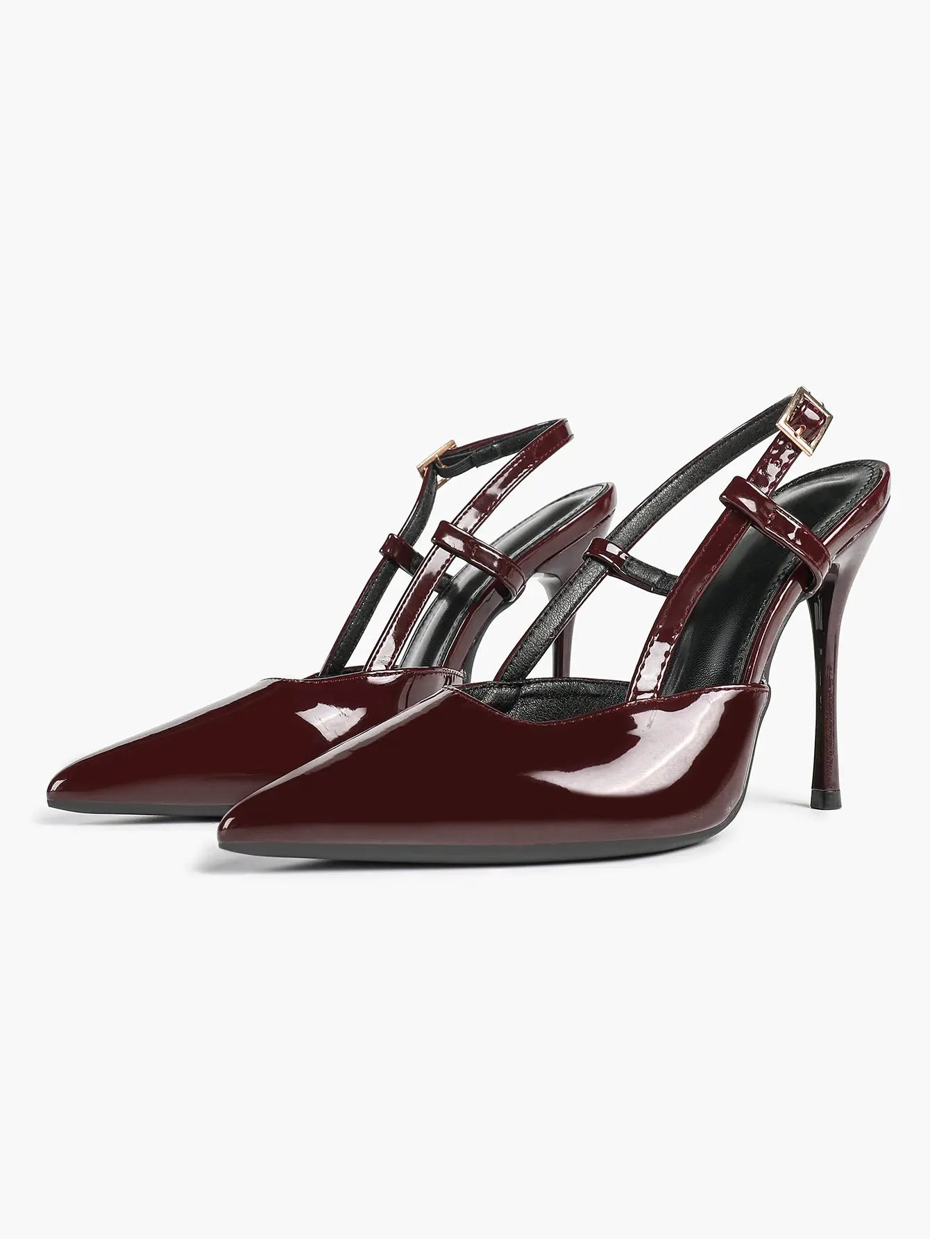 Women's Closed Toe Pointed Toe Open Back Stiletto Sandals Ankle Strap High Heel for Party Office YISHIFAN