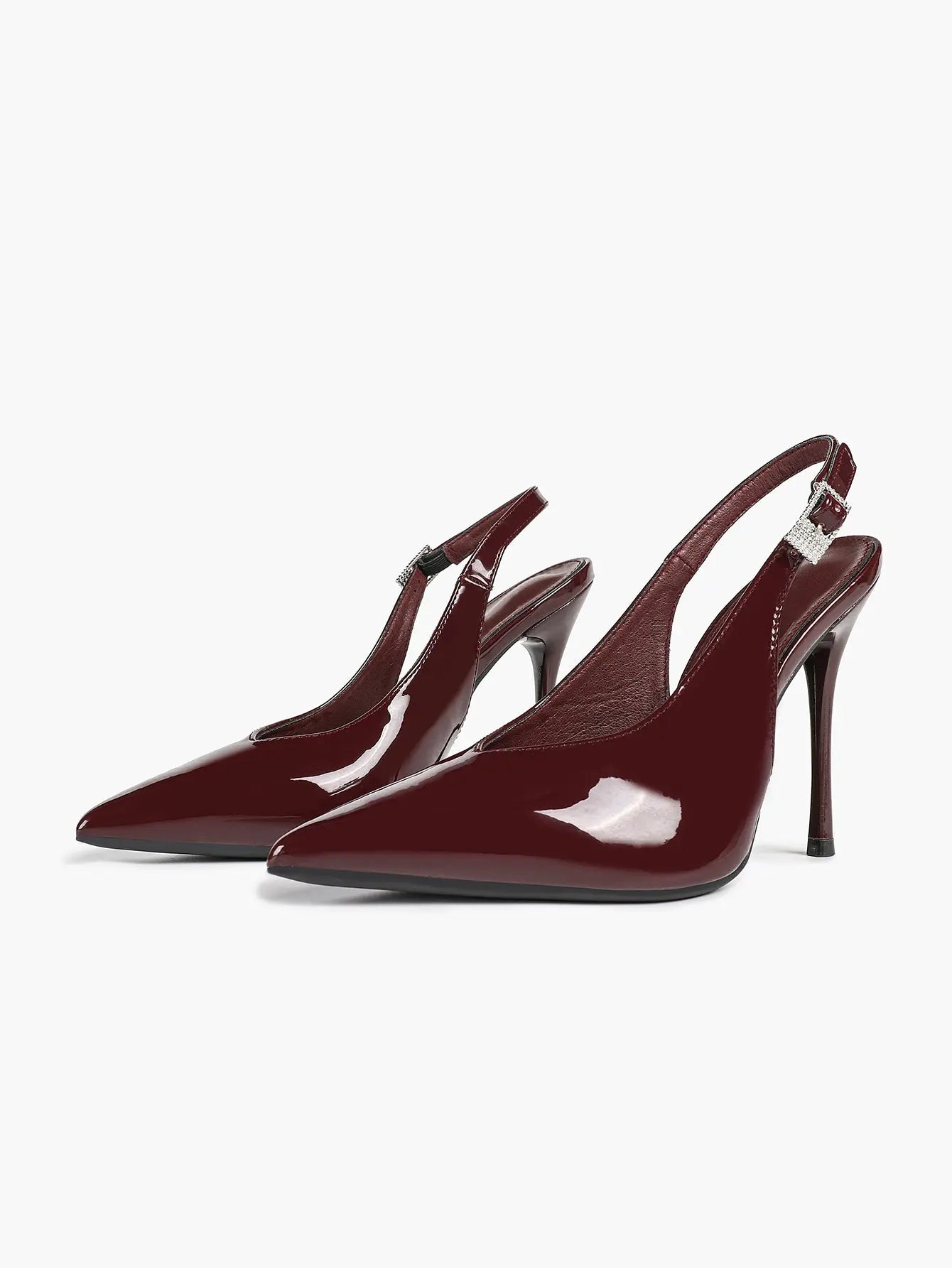 Women Slingback Closed Pointed Toe Leather Backless Stiletto Wedding Pumps Formal Shoes YISHIFAN