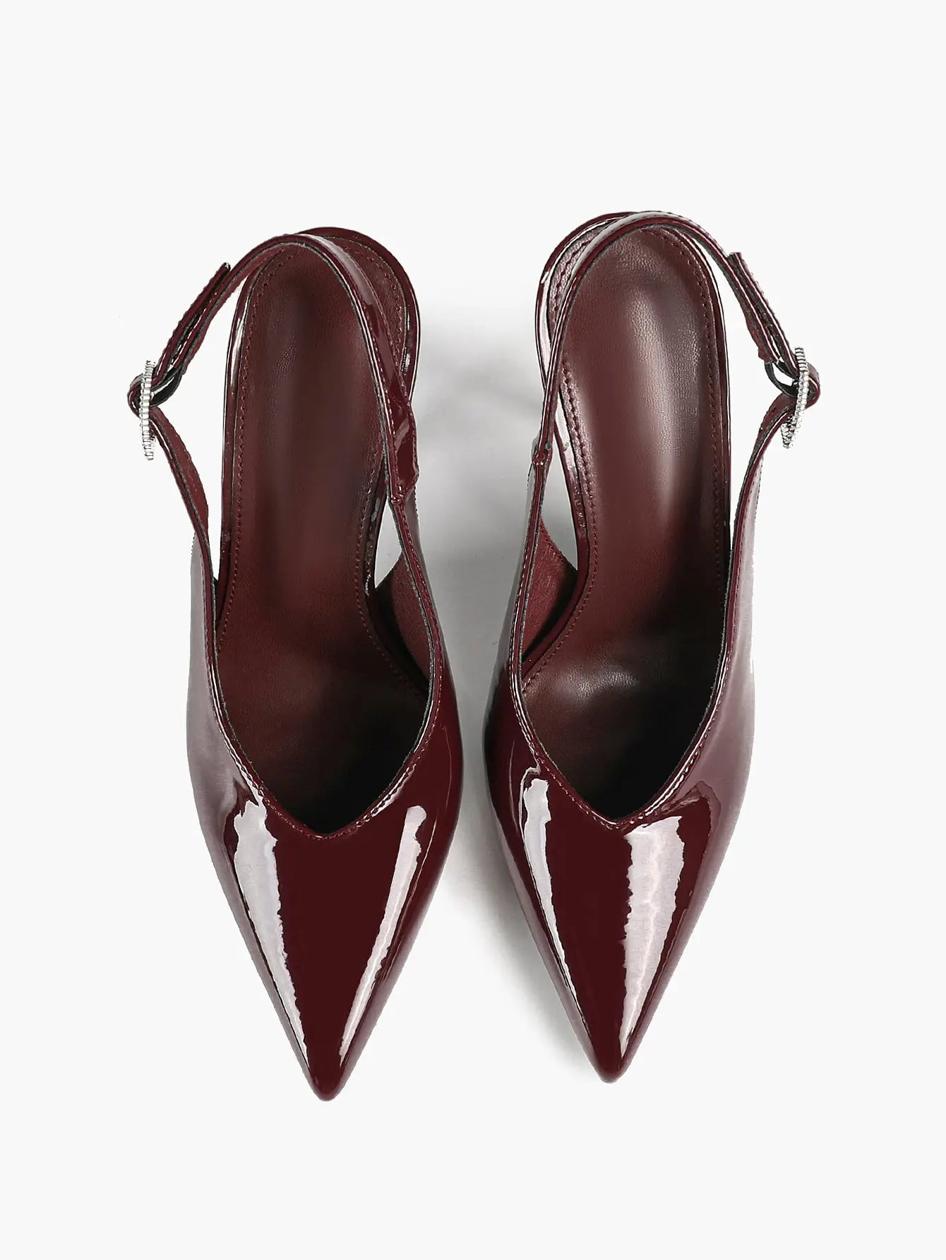 Women Slingback Closed Pointed Toe Leather Backless Stiletto Wedding Pumps Formal Shoes YISHIFAN