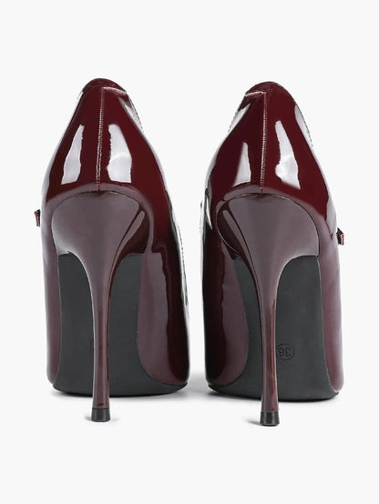 Wine Red Mary Jane Stiletto Sandals Pointed Toe Ankle Strap for Women for Wedding Party Shoes YISHIFAN