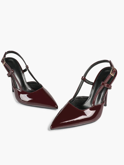 Women's Closed Toe Pointed Toe Open Back Stiletto Sandals Ankle Strap High Heel for Party Office YISHIFAN