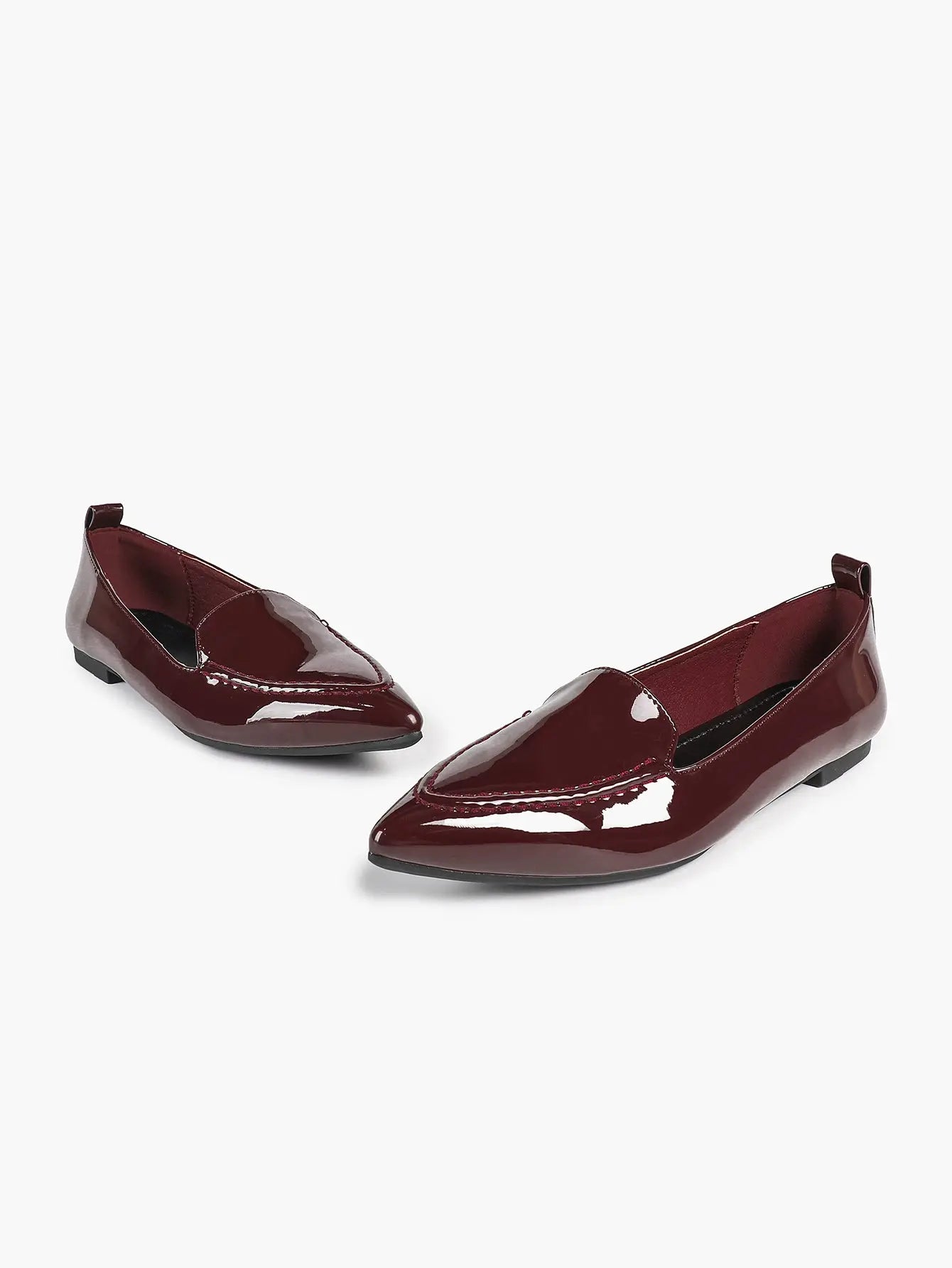 Women's Burgundy Leather Loafers  Pointed Toe Slip Soft for Casual Chic Office  Everyday Dress Shoes YISHIFAN