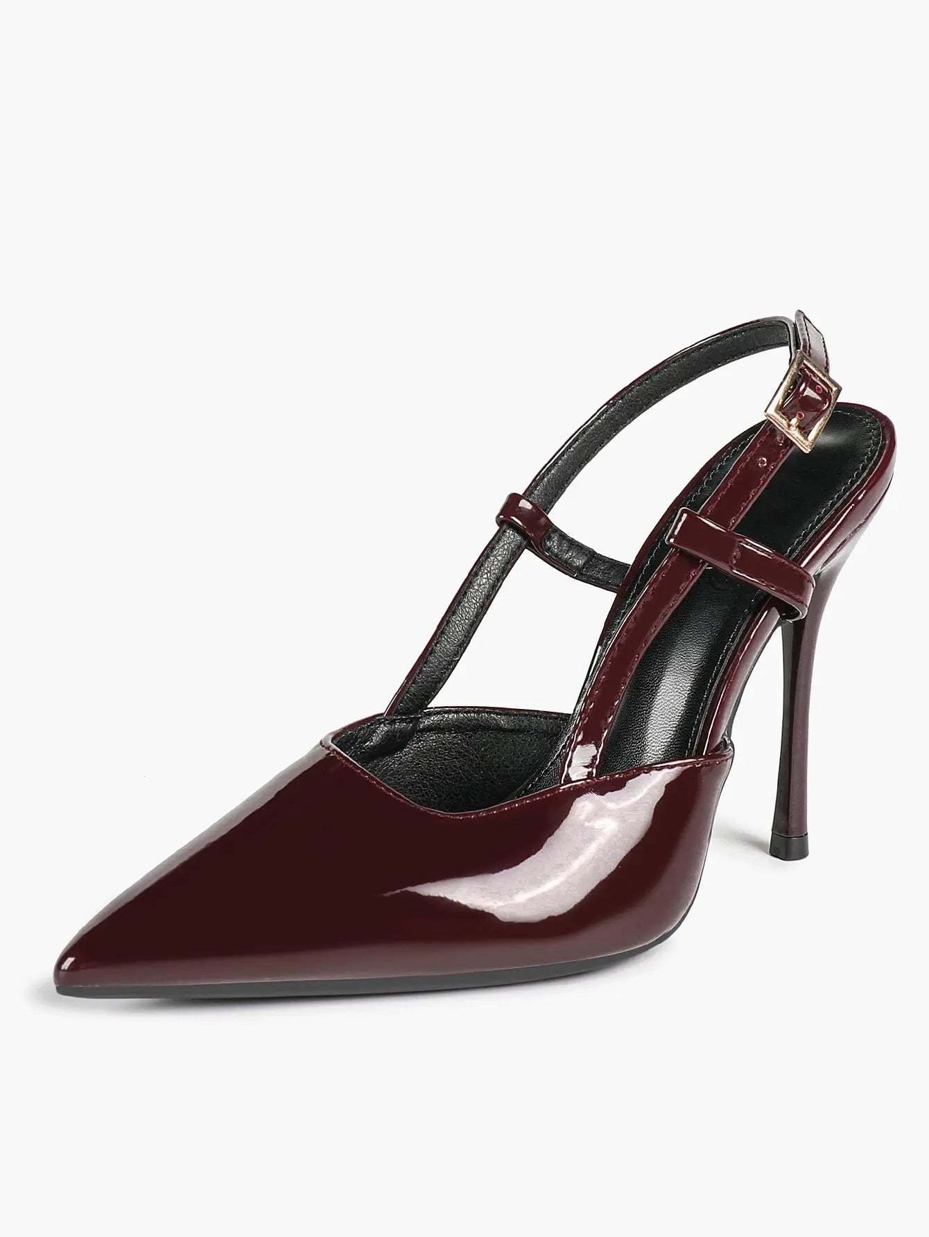 Women's Closed Toe Pointed Toe Open Back Stiletto Sandals Ankle Strap High Heel for Party Office YISHIFAN