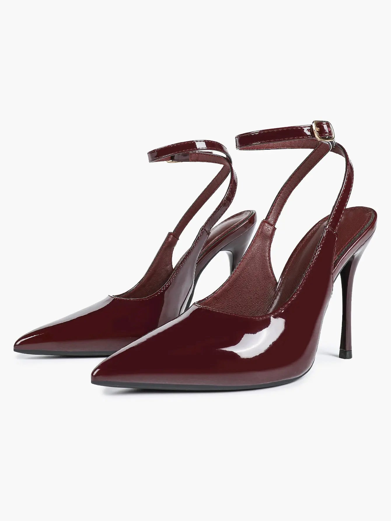 Women's Leather Pointed Toe Closed Toe Ankle Strap Heels Dress Shoes for Wedding Party Office YISHIFAN