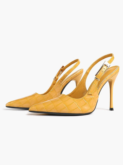 Women's Green Stone High-Heel Sandals Pointed Toe Slingback Stiletto Heels Wedding Party Evening Dress Shoes YISHIFAN