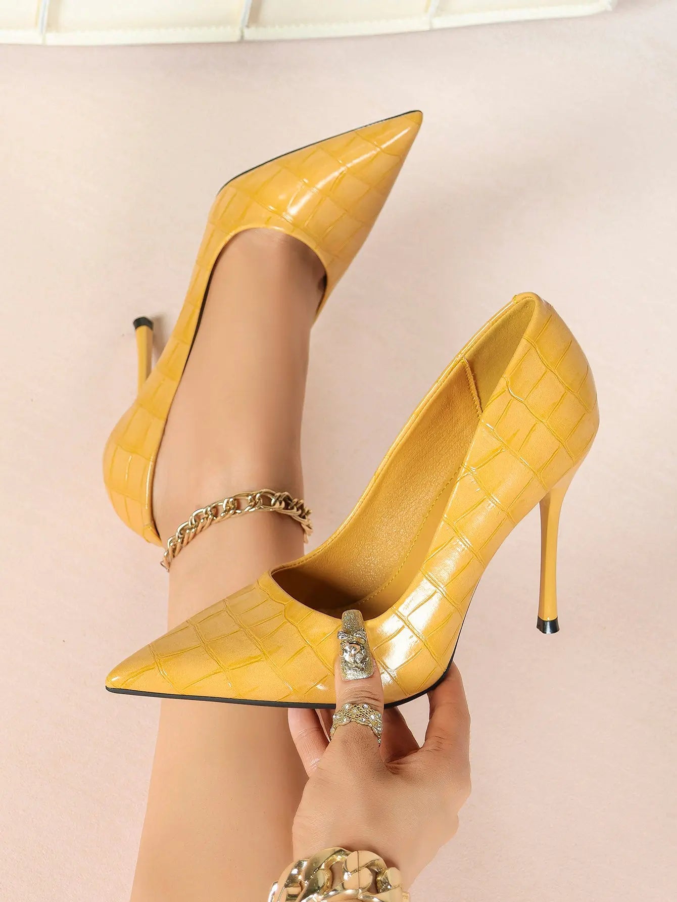 Women's Stiletto Heels Closed Sharp Pointed Toe Classic Wedding Party Dress Pump Shoes YISHIFAN