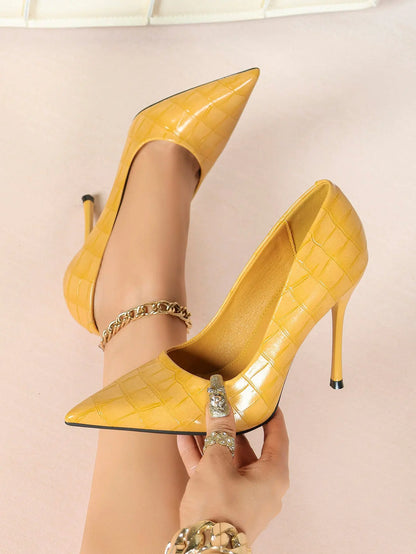 Women's Stiletto Heels Closed Sharp Pointed Toe Classic Wedding Party Dress Pump Shoes YISHIFAN