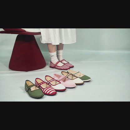 Black-White Grid Mary Jane Flats: Red Accents, Avant-Garde Heel & All-Day Retro Charm