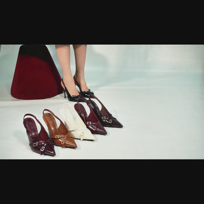 Wine Red High-Heel Pointed Toe Ankle Strap Stiletto Heels Wedding Party Dress Shoes